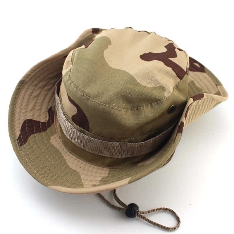 Adults Casual Solid Color Camouflage Flat Eaves Bucket Hat