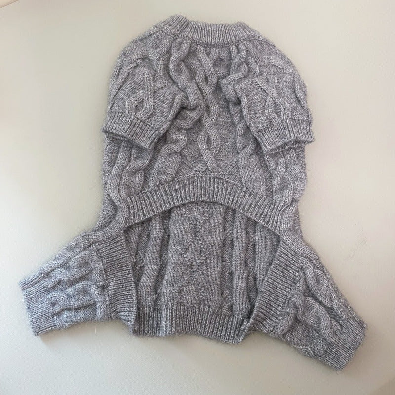 Solid Color Knitted Warm Dog Jumpsuits/Hat