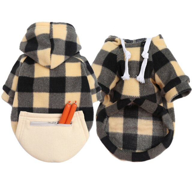 Winter Warm Plaid Dog Cat Hoodie