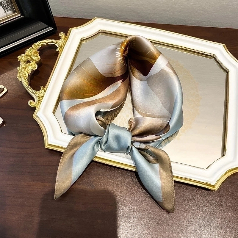 Women's Elegant Flower Silk Printing Silk Scarf