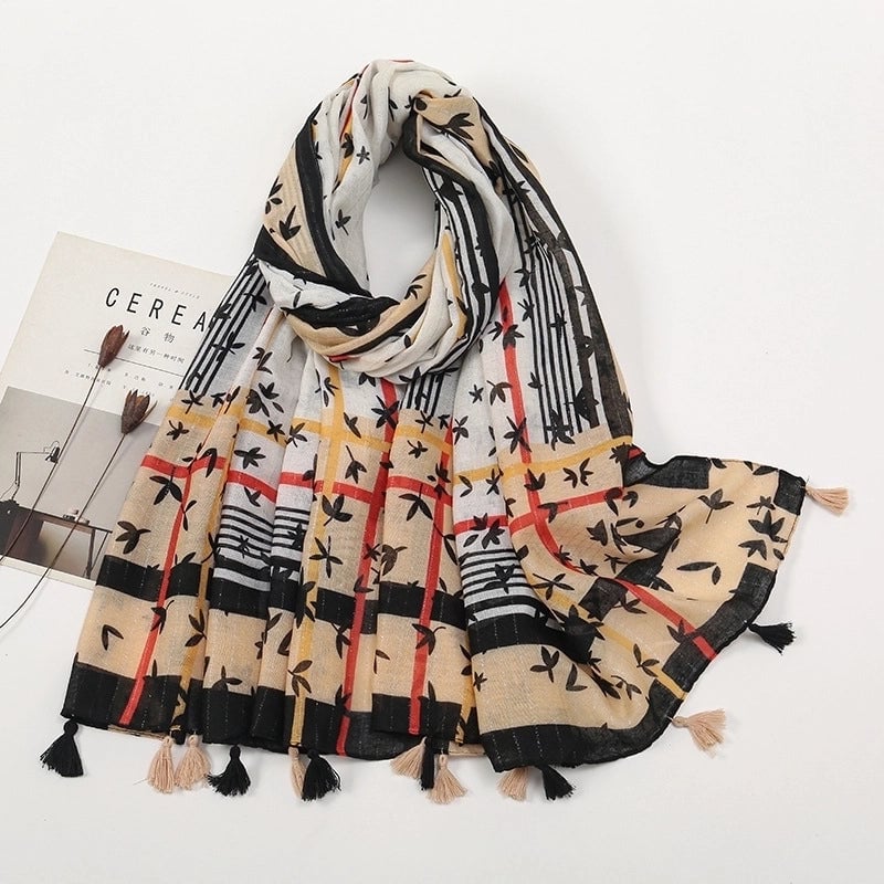 Women's Sweet Color Block Polyester Printing Scarf