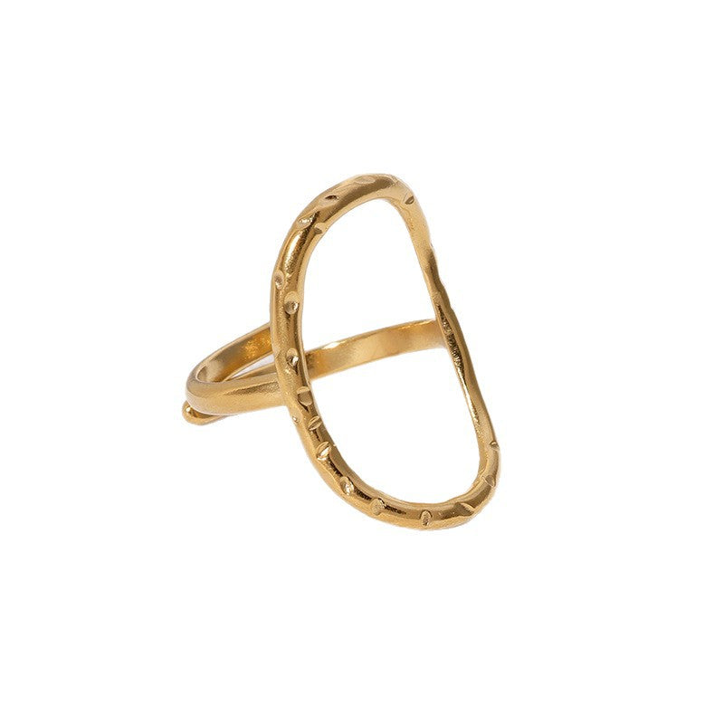 Simple Ins Simple Cold Style Open Ring Geometric Oval Personality Stainless Steel Ring Female