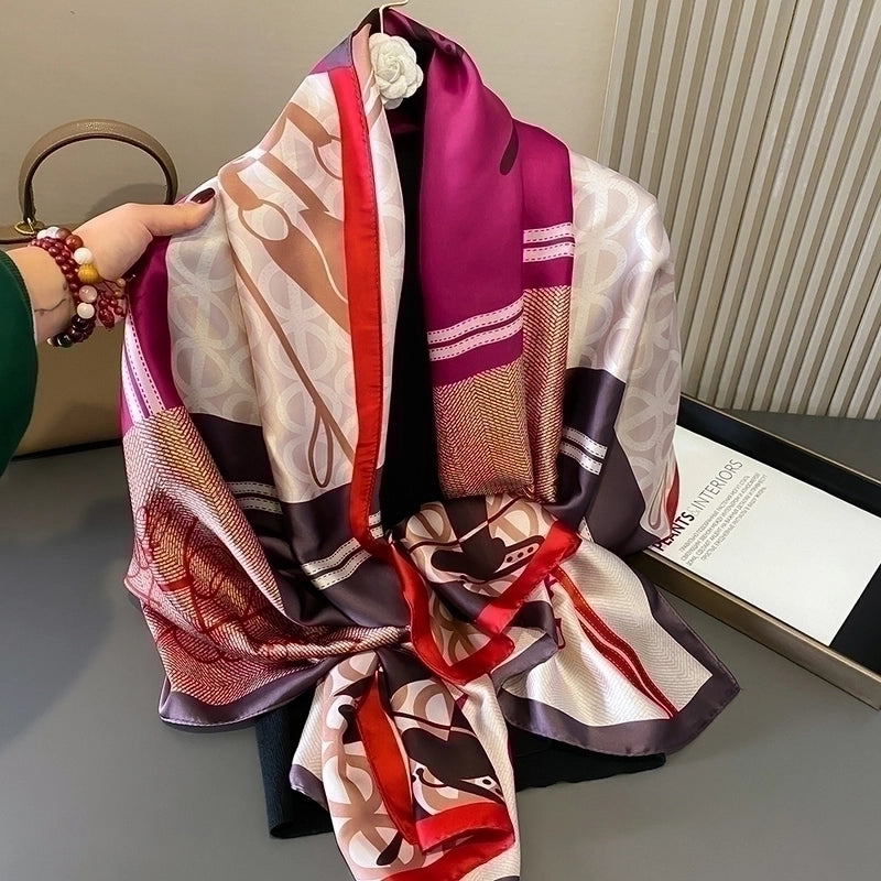 Women's Elegant Luxurious Wedding Feather Satin Printing Shawl