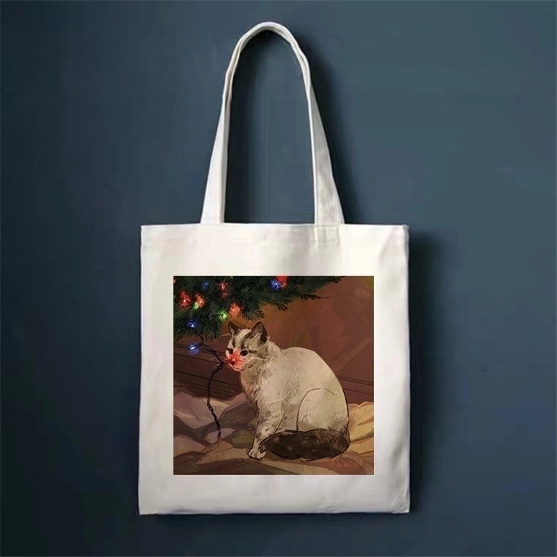 Women's Minimalist Cat Shopping Bags