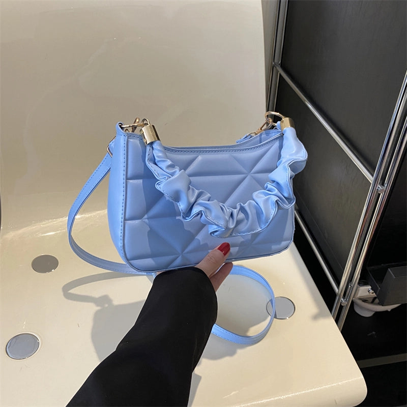 Women's Pu Leather Solid Color Cute Pillow Shape Zipper Shoulder Bag Crossbody Bag