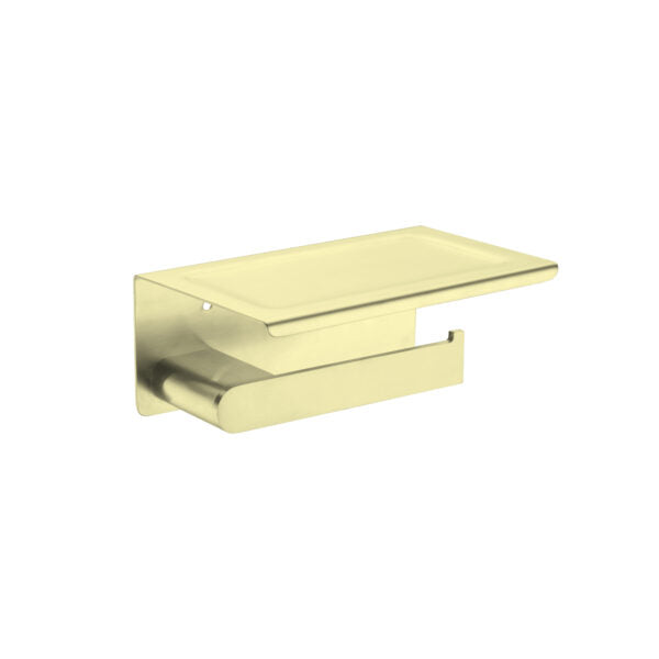 Bianca Toilet Roll Holder with Shelf Brushed Gold / NR9086aBG