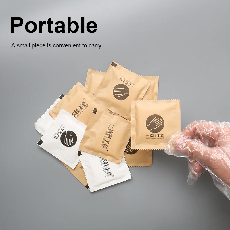 Household kitchen Food Compostable Transparent Customized Individually Packed PE Plastic Disposable Gloves