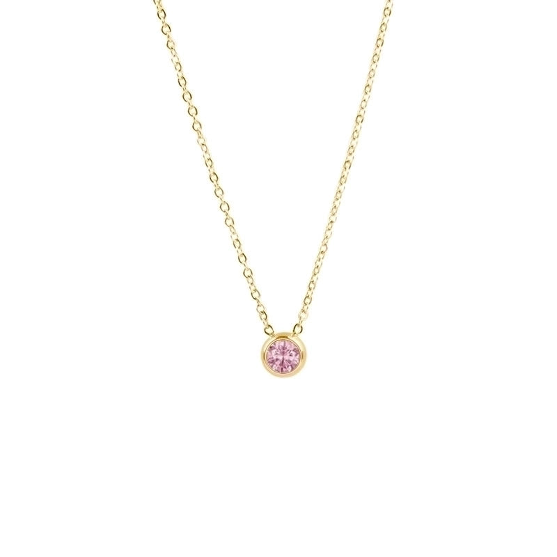 1 Piece Lady Round Stainless Steel Titanium Steel 18k Gold Plated Zircon Pendant Necklace
