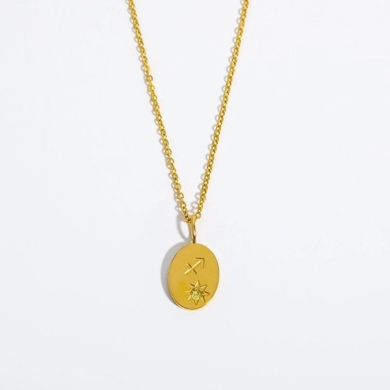 201 Stainless Steel 304 Stainless Steel Glass Gold Plated Streetwear Plating Inlay Letter Zircon Pendant Necklace