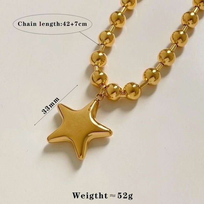 Vacation Modern Style Pentagram Round Heart Shape 304 Stainless Steel 16K Gold Plated White Gold Plated Gold Plated Plating Bracelets Necklace