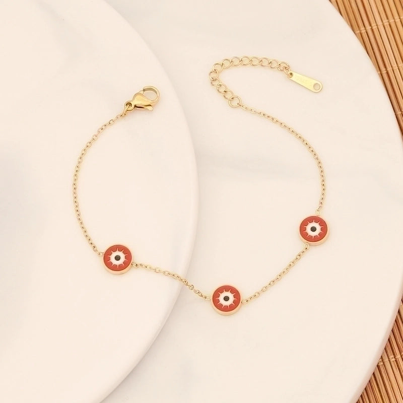 Vintage Style Beach Round Eye Stainless Steel 18K Gold Plated Bracelets In Bulk
