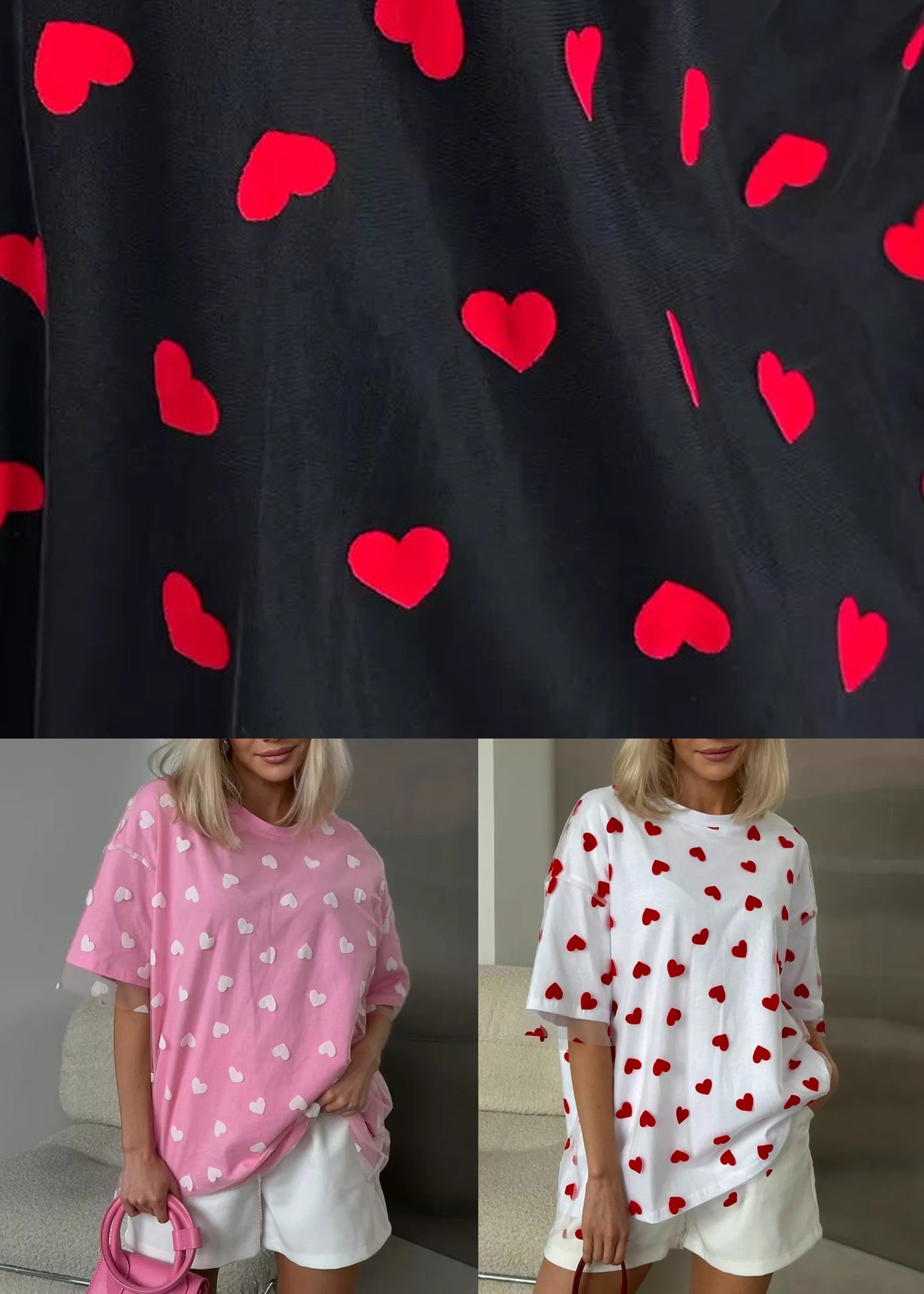 Black Love Tulle Patchwork T Shirt O Neck Summer