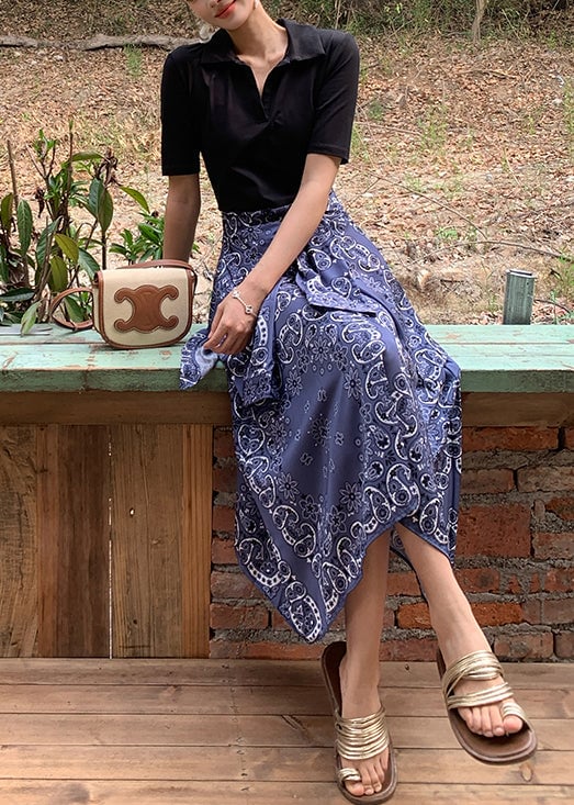 New Black Peter Pan Collar Print Patchwork Cotton Long Dresses Summer