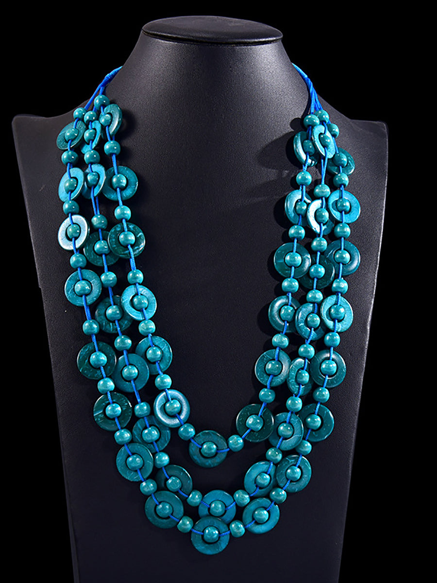 Bohemia Wooden Bead Weave Multilayer Necklace