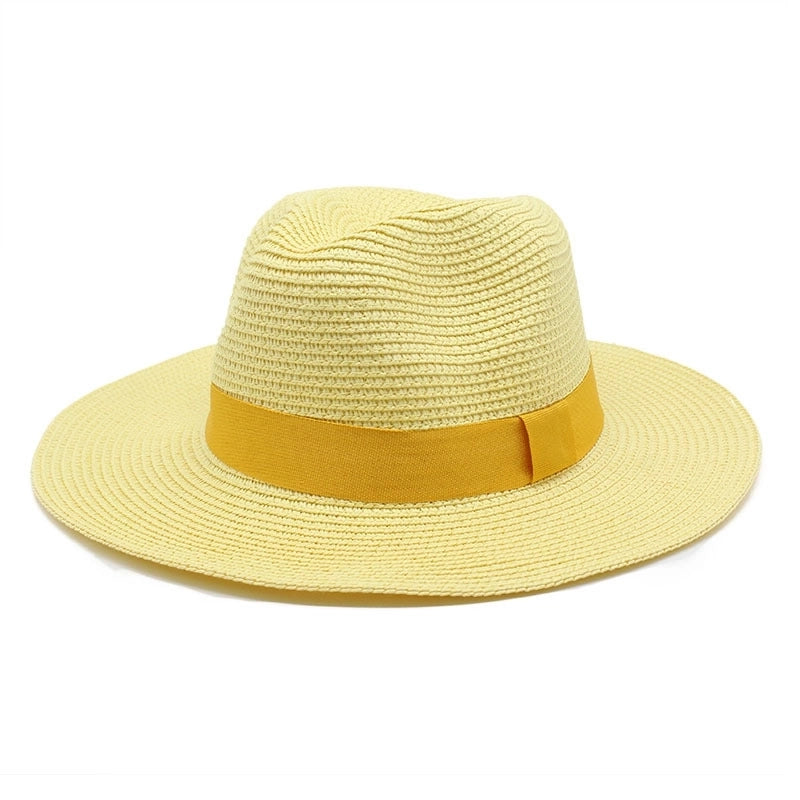 Unisex Minimalist Solid Color Flat Eaves Fedora Hat