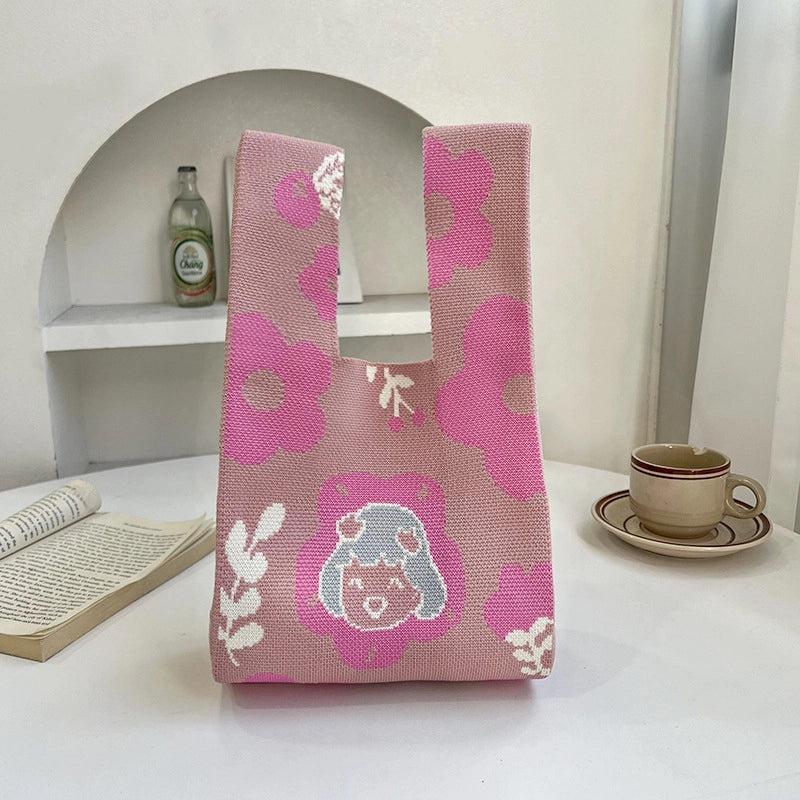 Women's Medium Polyester Flower Basic Vintage Style Square Open Shopping Bags