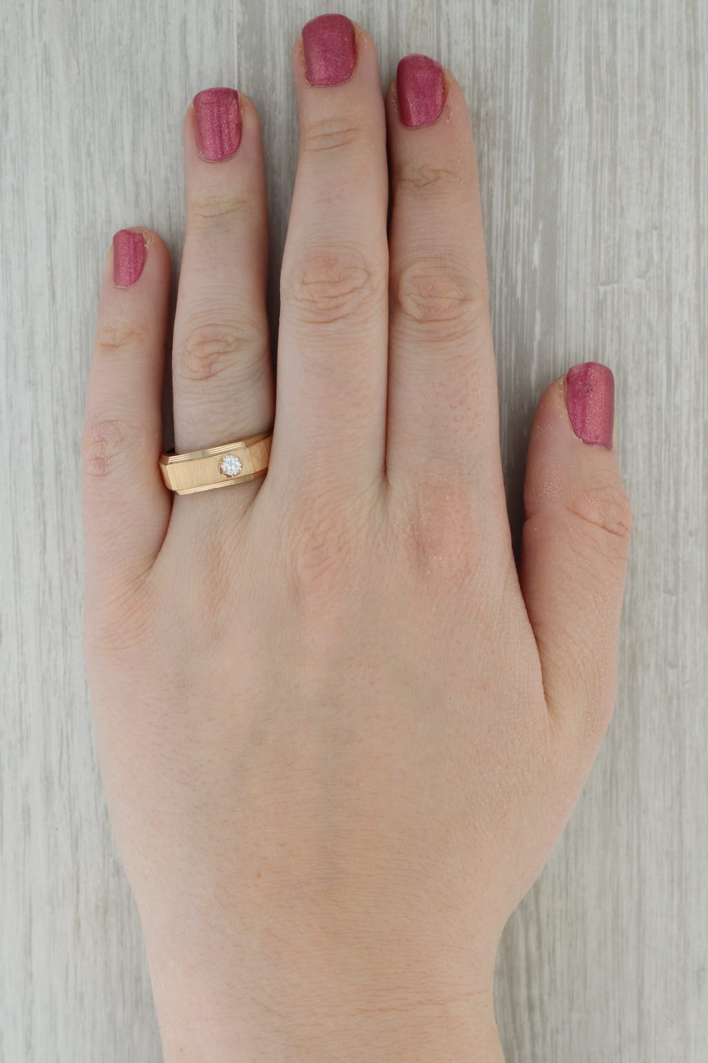 0.20ct Diamond Solitaire Men's Ring 14k Yellow Gold Size 11.5 Band Wedding
