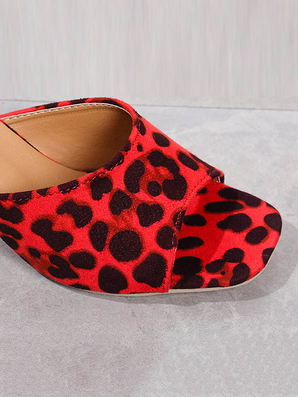 Leopard Open Toe Pumps Sandals Slippers