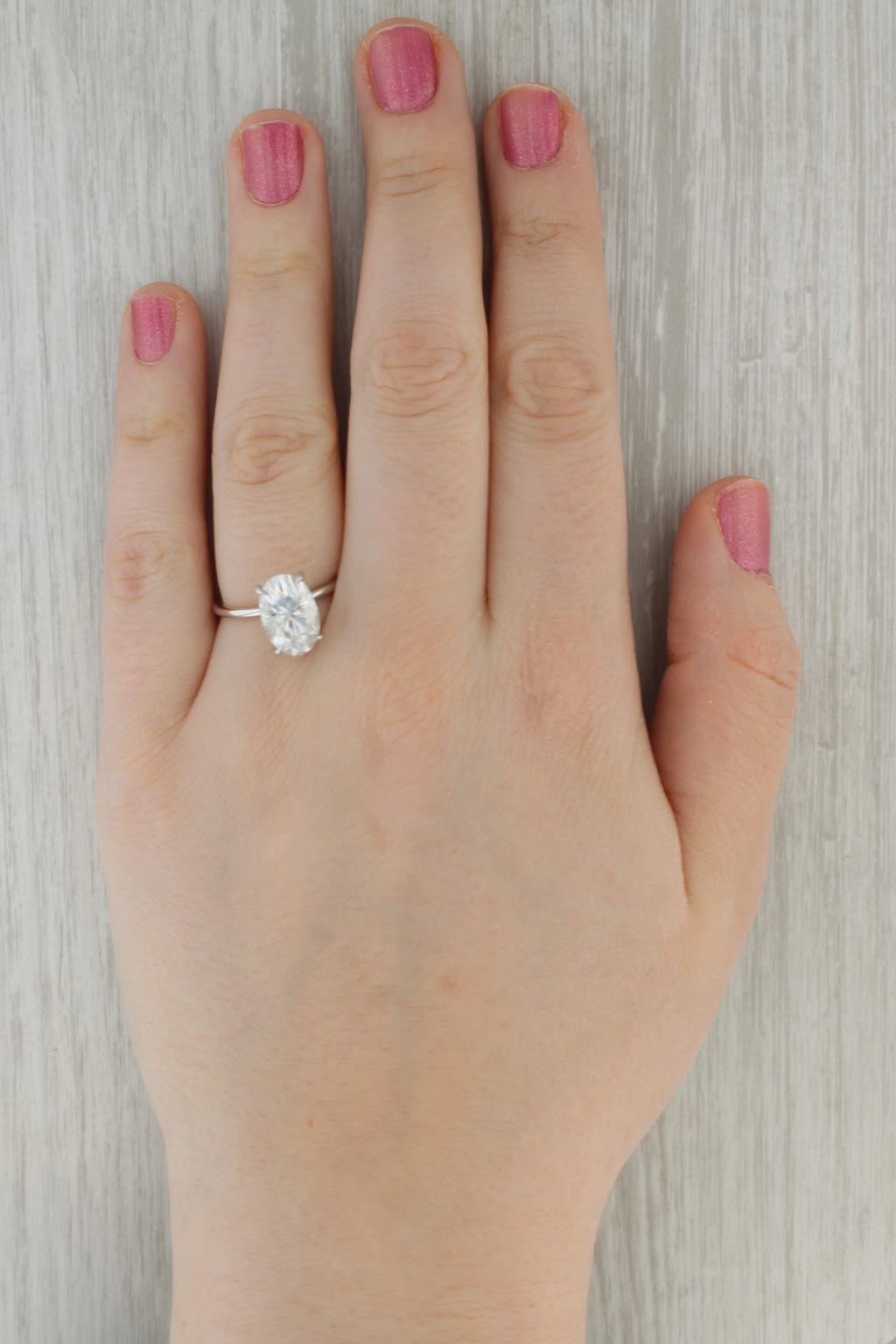 4.45ct Oval Moissanite Solitaire Engagement Ring 14k White Gold Size 8