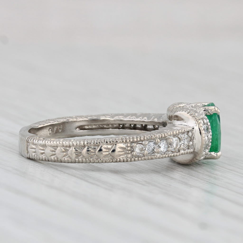 1ctw Oval Emerald Diamond Ring 14k White Gold Size 6.5 Engagement