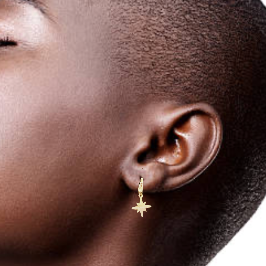 Hanging star hoops - Silver