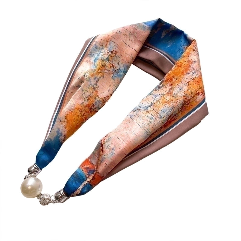 Women's Fashion Color Block Stripe Satin Silk Scarves