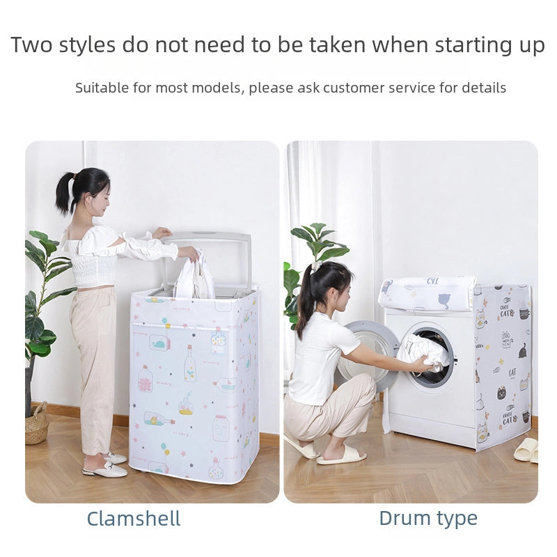 PEVA Printing Thickened Waterproof Washing Machine Dust Cover Household Washing Machine Flip Drum Dust Cover
