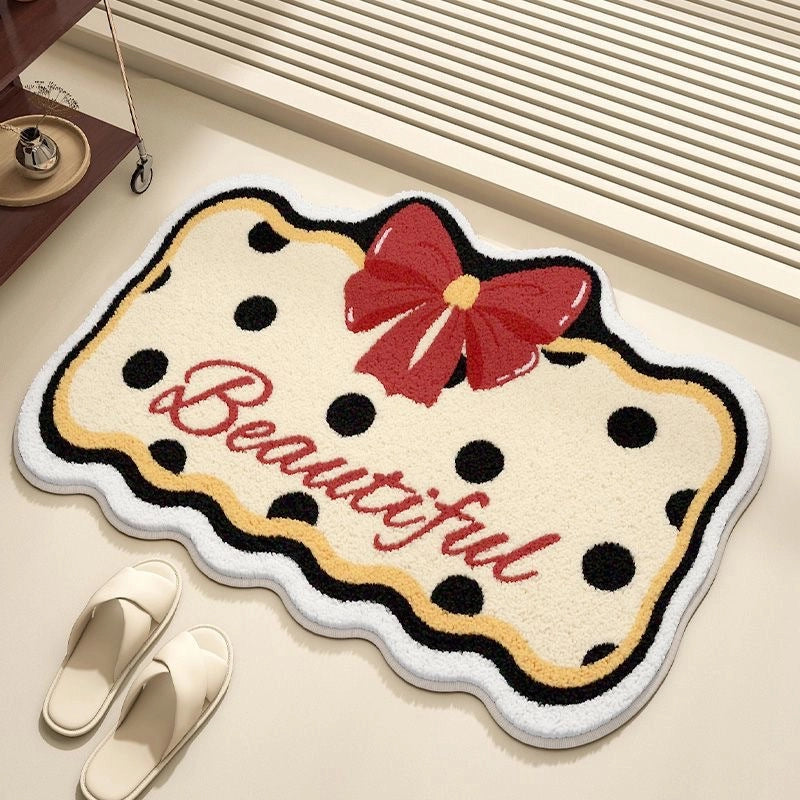 Cute Bow Knot Polyester Floor Mat Bathing