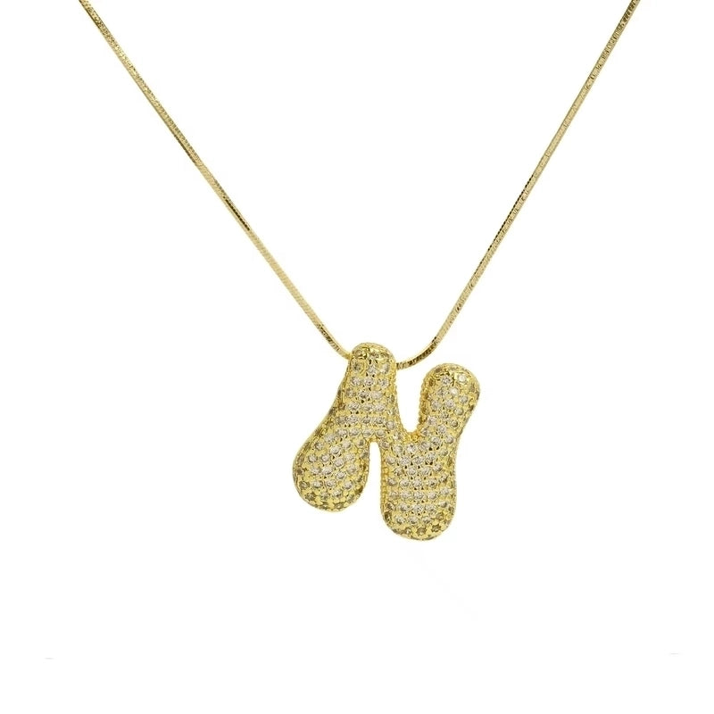 Minimalist Classic Style Letter Copper Plating 18K Gold Plated Pendant Necklace