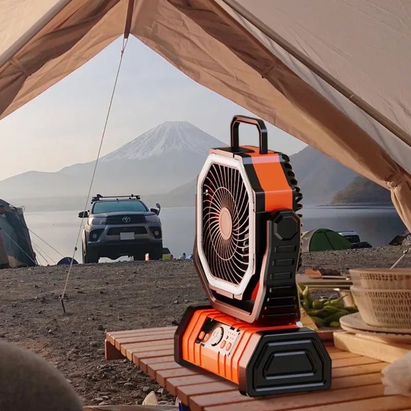 10000mAh Rechargeable Portable Camping Fan with LED Light