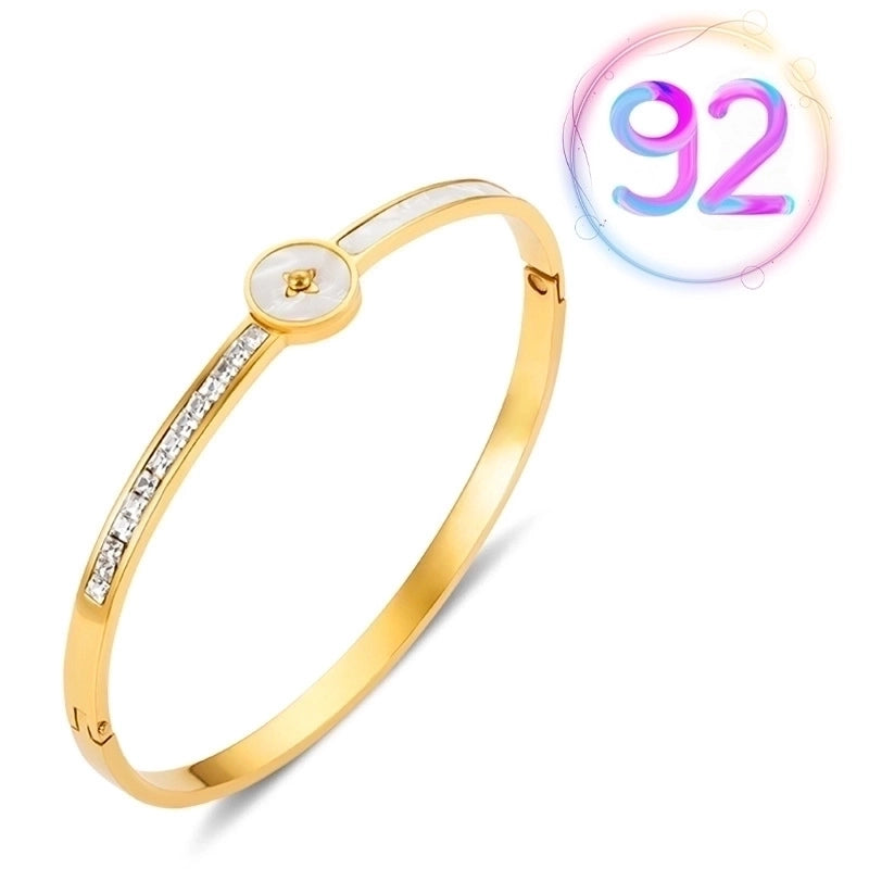 2 Pieces Fashion Geometric Stainless Steel Plating Zircon Bangle