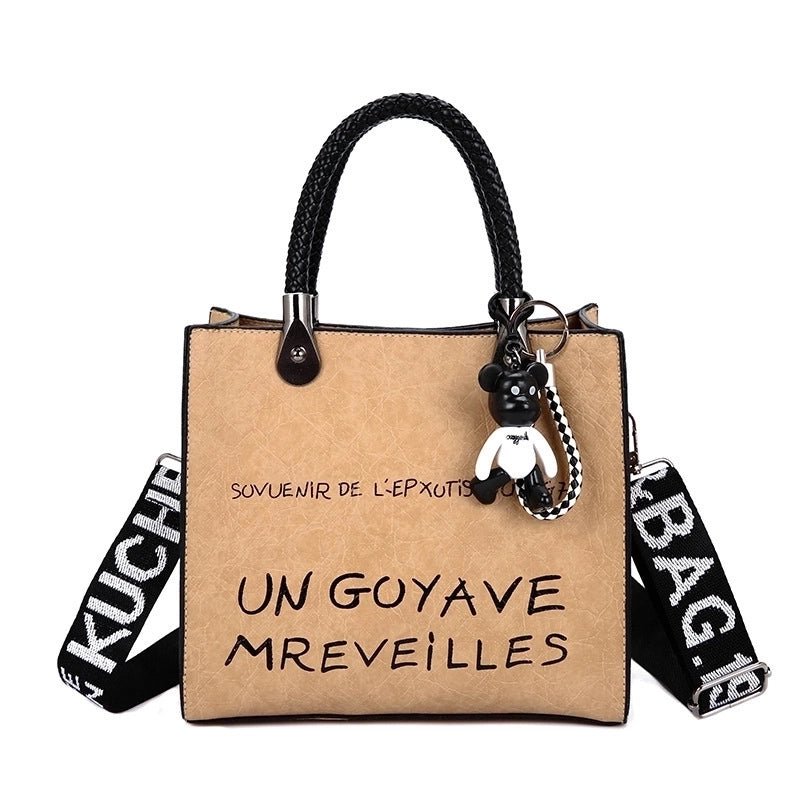 Women's All Seasons Pu Leather Letter Streetwear Square Zipper Handbag
