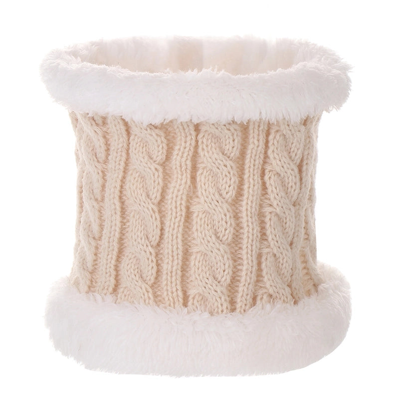 Autumn And Winter Children's Thickened Wool Hat Ear Double Hair Ball Warm Ear Protection Knitted Hat Set With Standard Solid Color Hat
