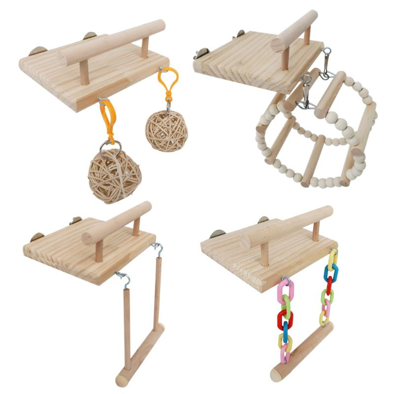 Wooden Bird Parrot Perches Cage Toy