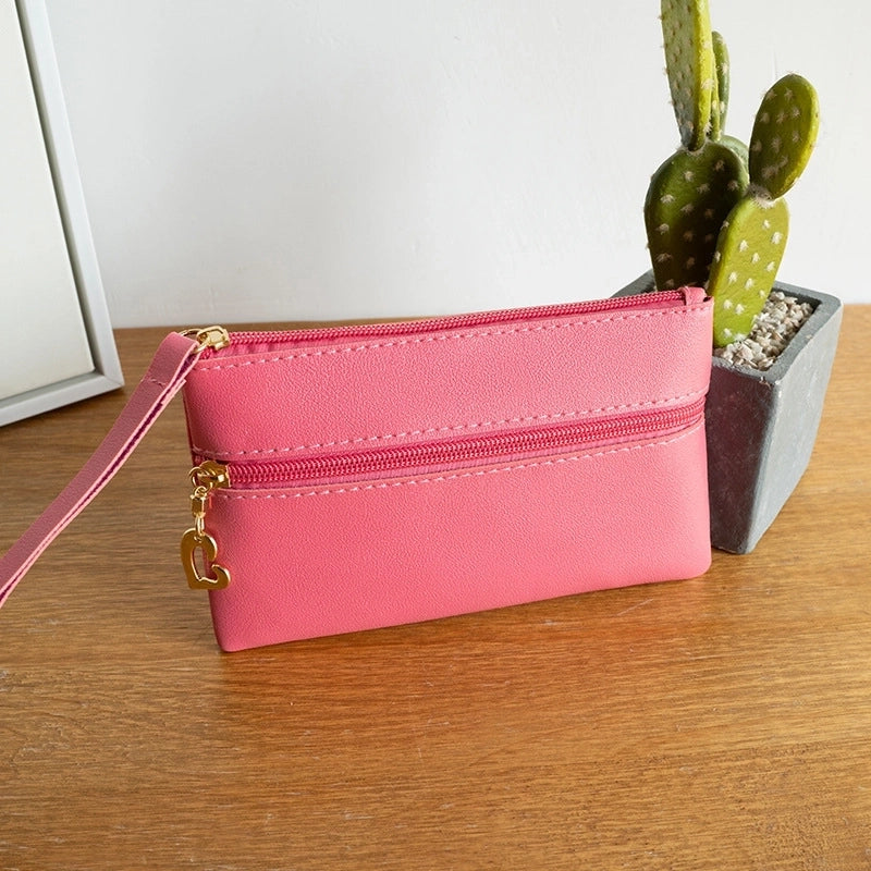 Rose Red Light Pink Black Pu Leather Solid Color Square Clutches