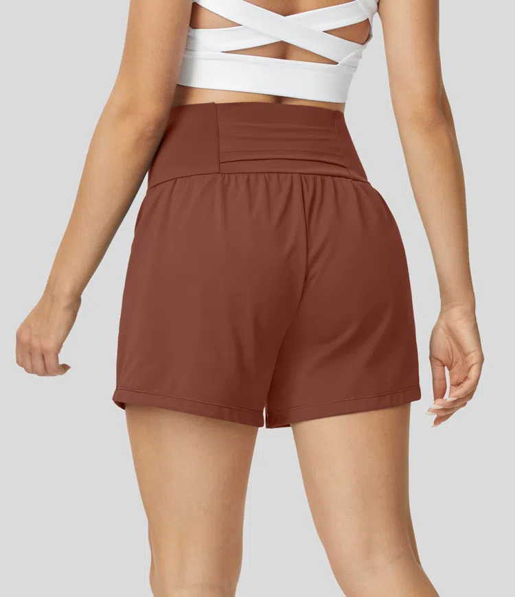 ⚡7 Packs for $24.98⚡Super High Waisted Back Pocket & Side Hidden Pocket 2-in-1 Yoga Shorts, 7/14 Color Sets