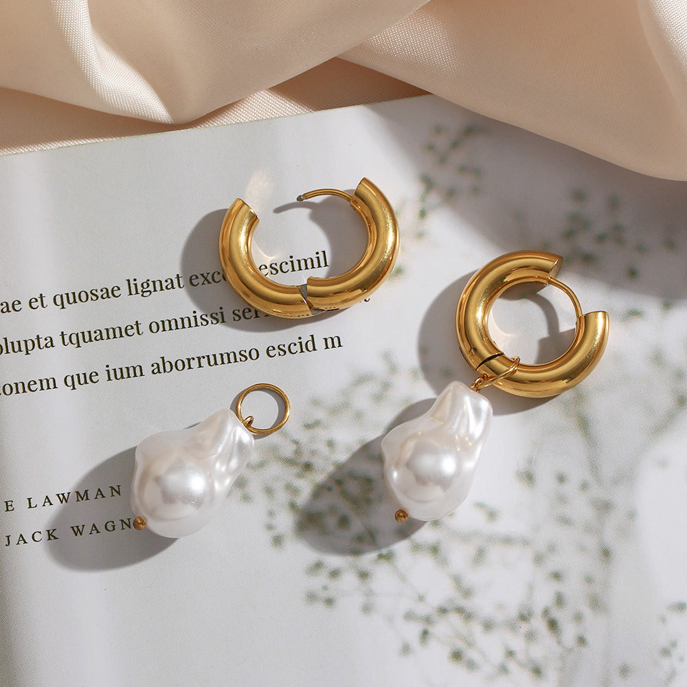Fashion Ellipse Droplet Stainless Steel 18K Gold Plated Earrings