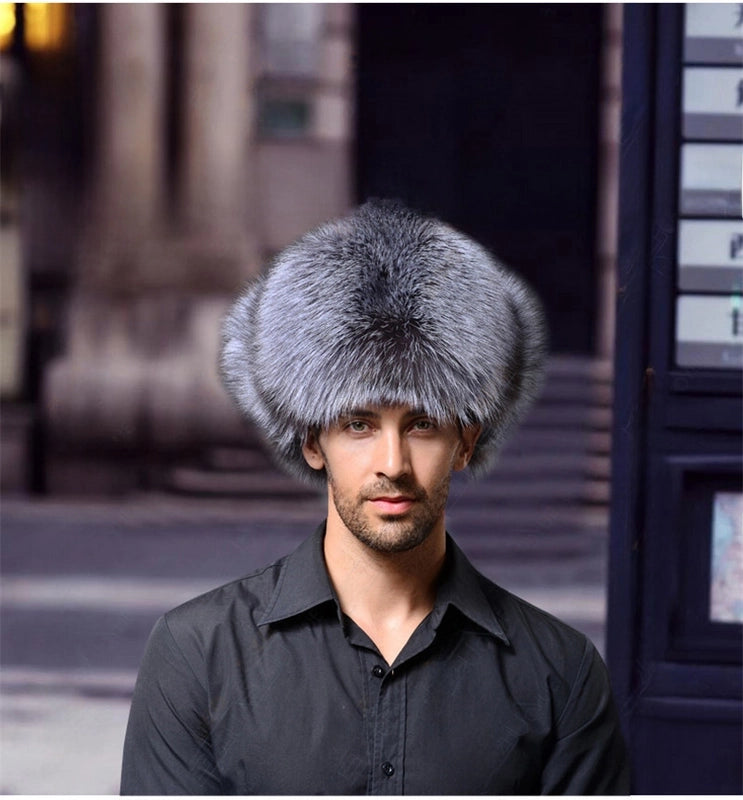 Fox Fur Hat Men's Winter Raccoon Fur Lei Feng Hat Imitation Fur Men's Hat Outdoor Ear Protection Thickened Warm Snow Hat