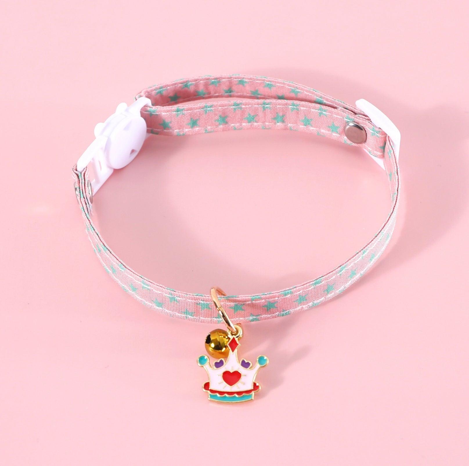 Crown-Styled Pendant Pet Collar with Adjustable Safety Buckle