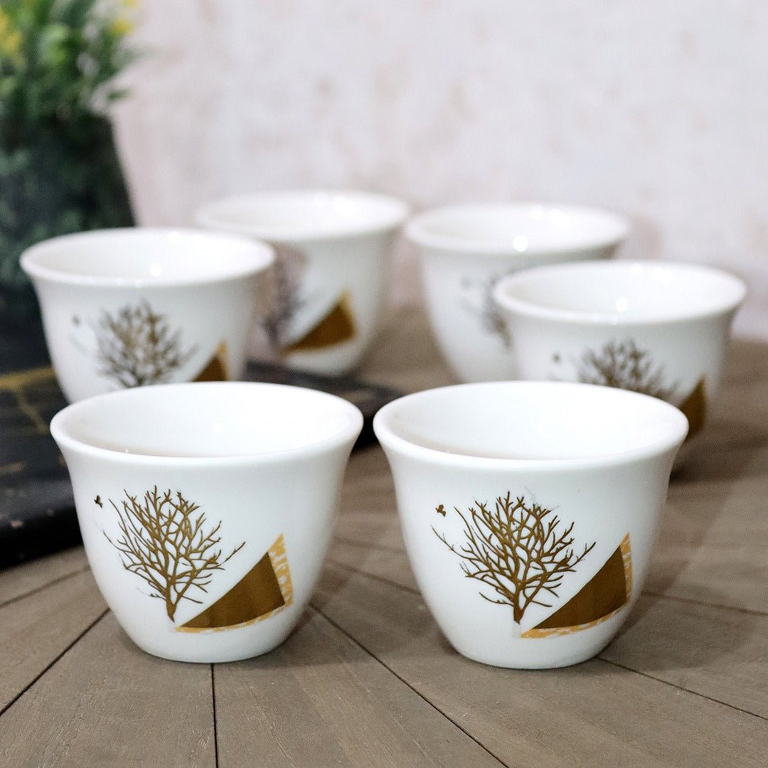 Golden Tree Porcelain Coffee Cups Set (6pcs)