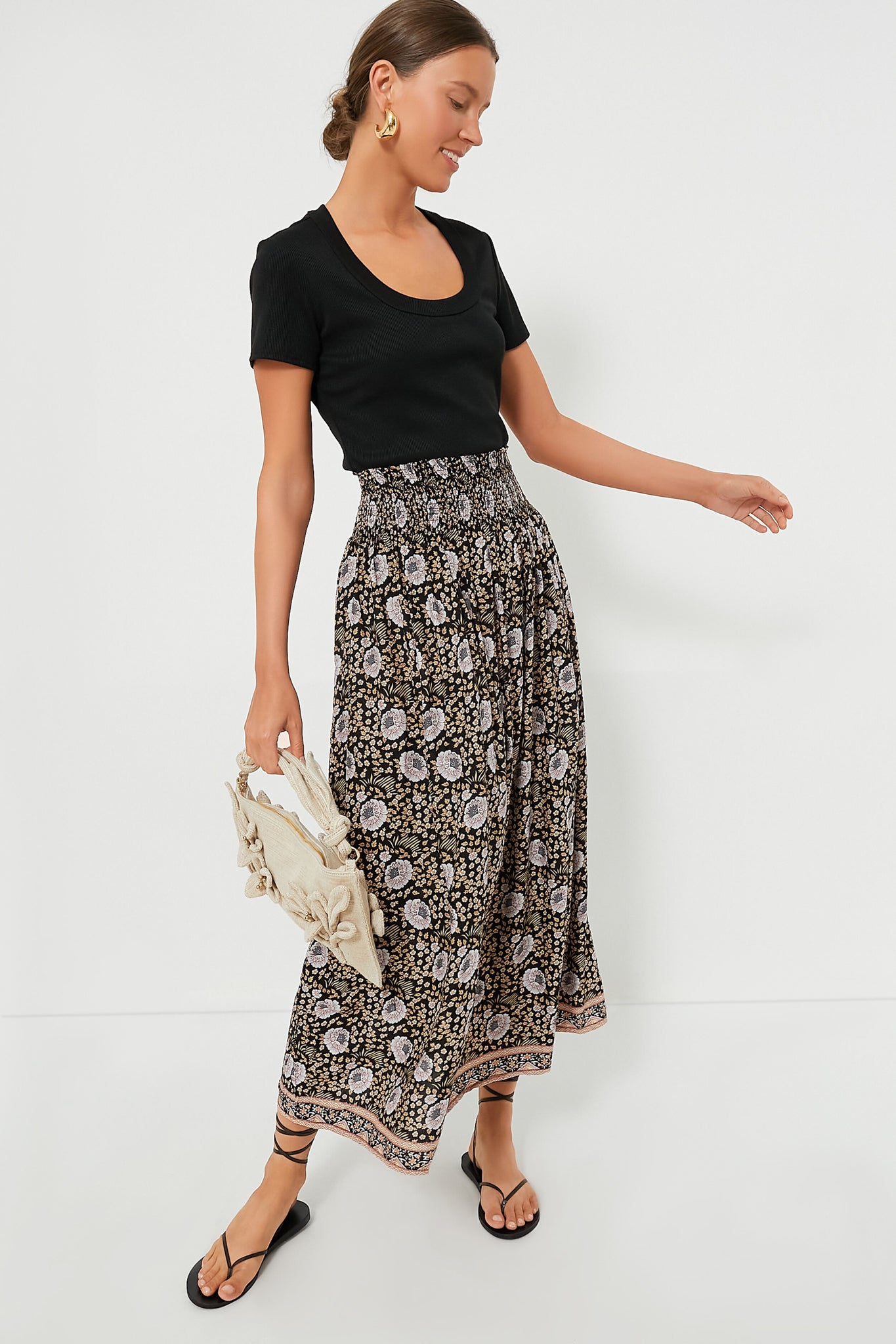 Vintage Flowers Sepia Bella Skirt