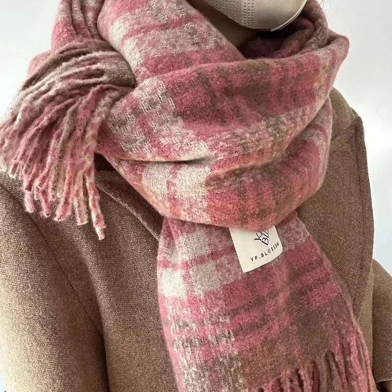 Women's Lady Minimalist Lattice Imitation Cashmere Scarf