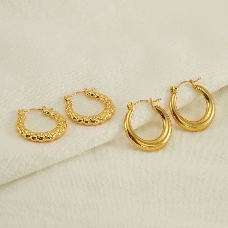 1 Piece Minimalist Classic Style Solid Color Polishing Plating Stainless Steel Titanium Steel Titanium Steel 18K Gold Plated Earrings