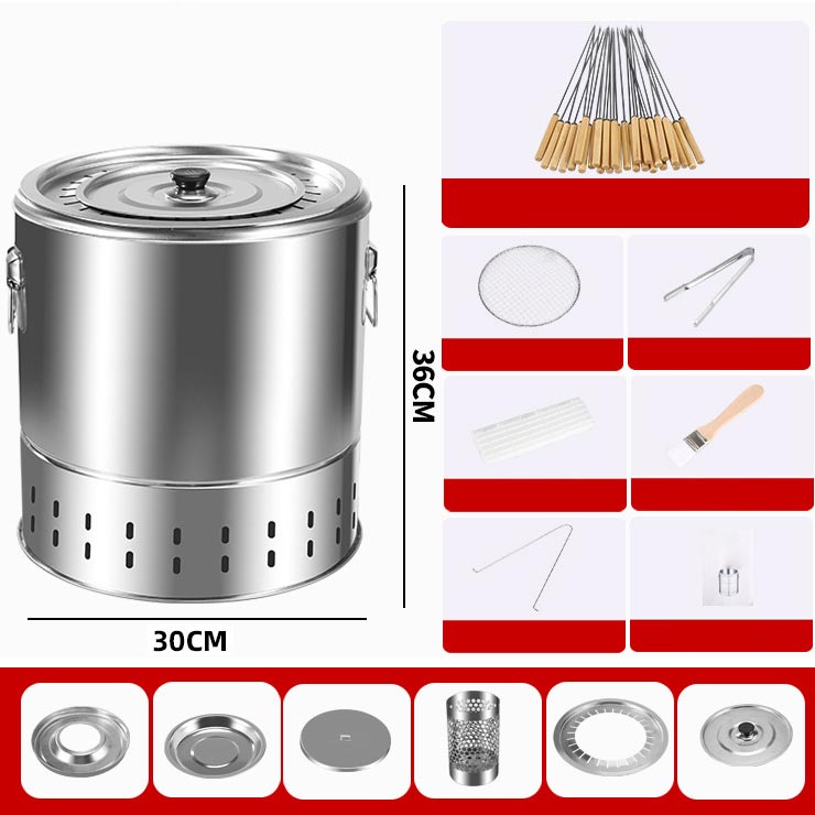 Stainless Steel Smokeless BBQ Grill Bucket