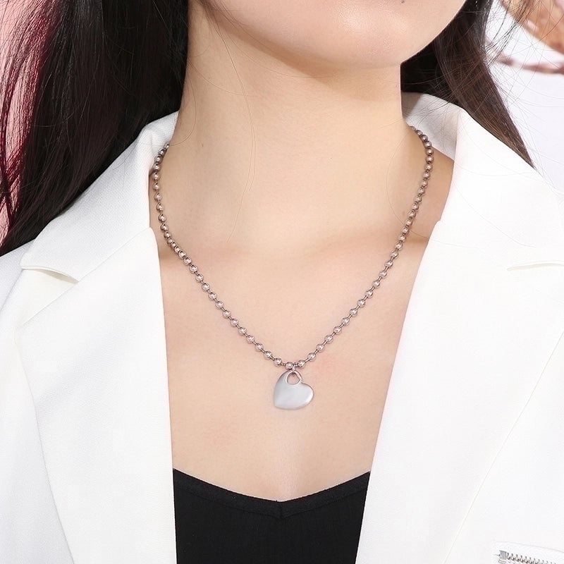 Sweet Heart Shape Stainless Steel 18K Gold Plated Beaded Bracelets Necklace
