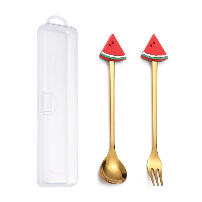 Christmas Cute Animal Santa Claus Stainless Steel Tableware 2 Pieces