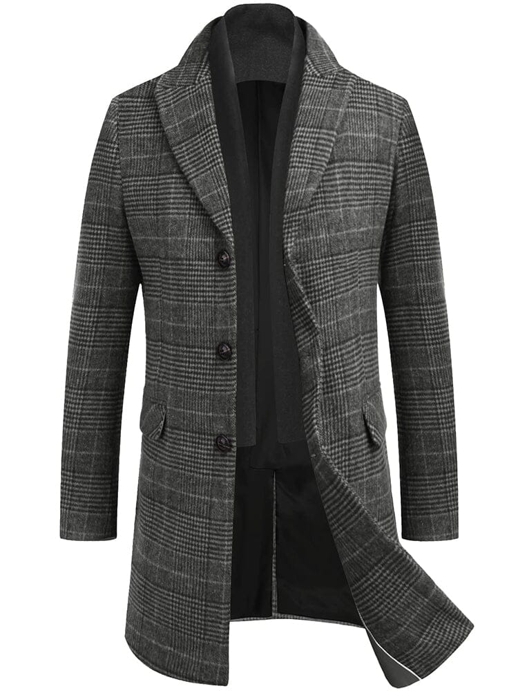 Wool Blend Coat with Detachable Plaid Scarf (US Only)