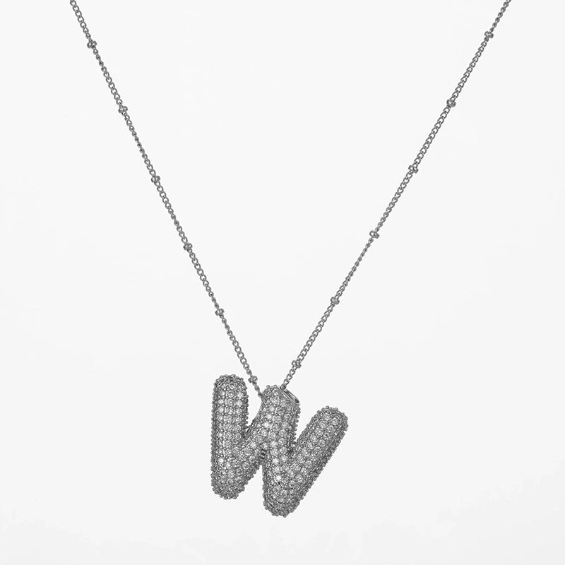 Copper Gold Plated Silver Plated IG Style Minimalist Plating Inlay Letter Zircon Pendant Necklace