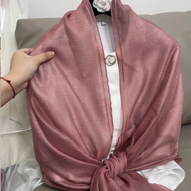 Women's Elegant Solid Color Polyester Silk Scarf