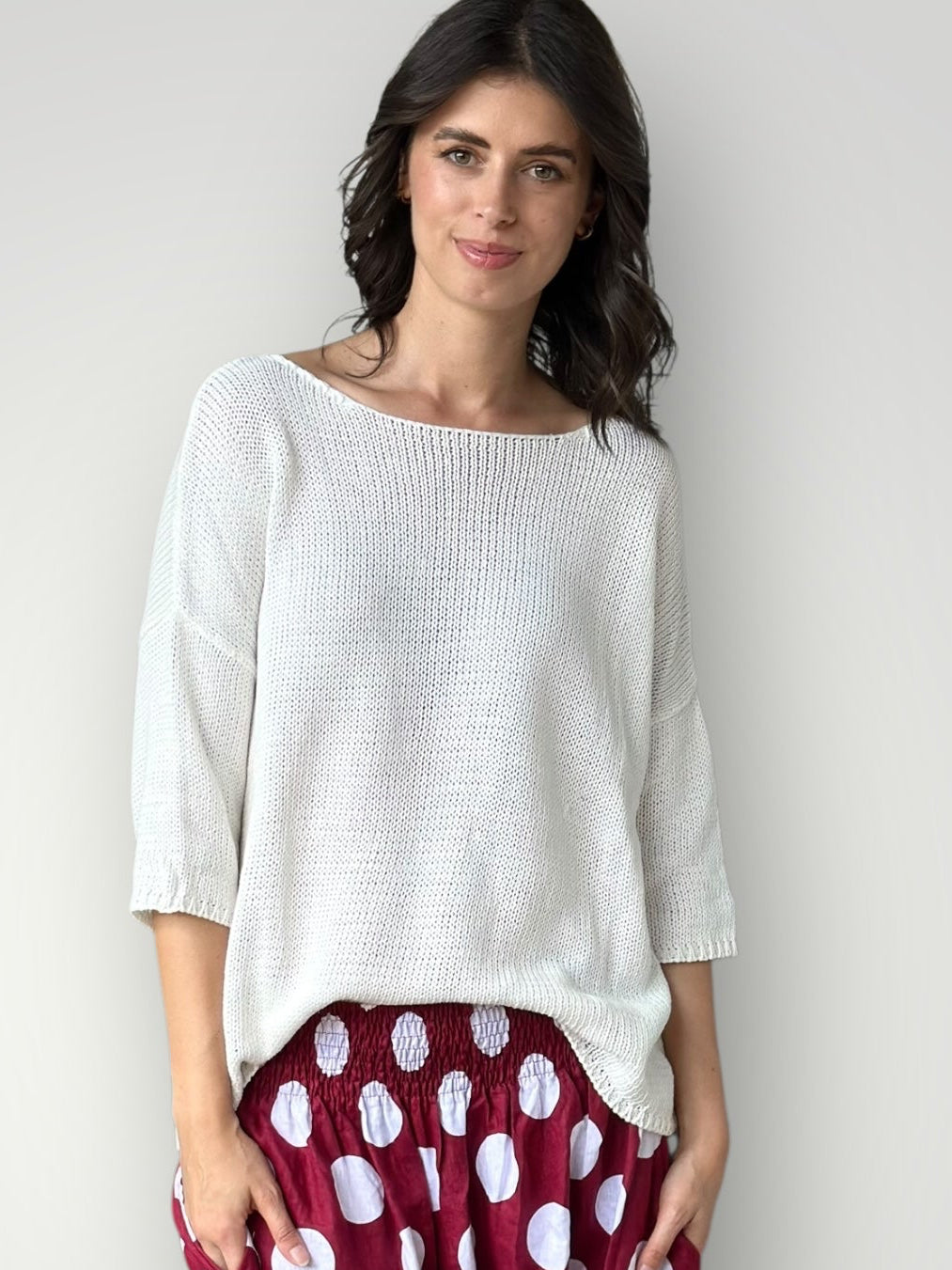 alex top - warm white cotton knit